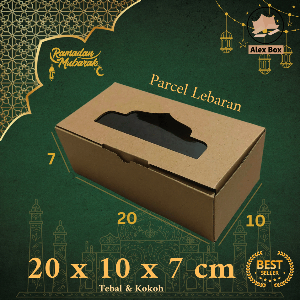 

Kardus Parcel Lebaran Ukuran 20 x 10 x 7 cm | Box Mika Hampers Idul Fitri | Diecut Hantaran Kue