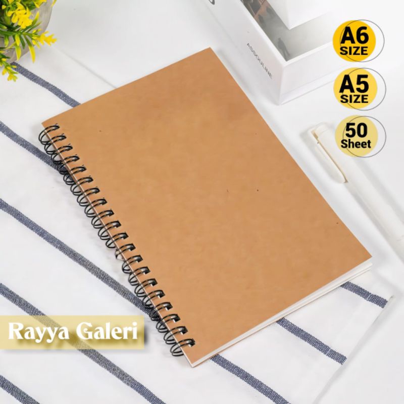 

Sketchbook Hvs polos buku sketsa gambar A6 & A5 Isi 100 Halaman Cover kraft sketchbook