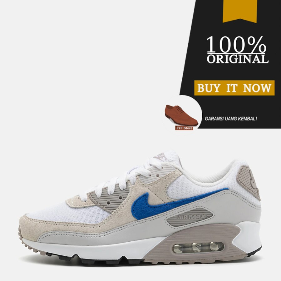 Sepatu Pria Original Sneakers Nike Air Max 90 - White/Racer Blue Style: DM0029-110