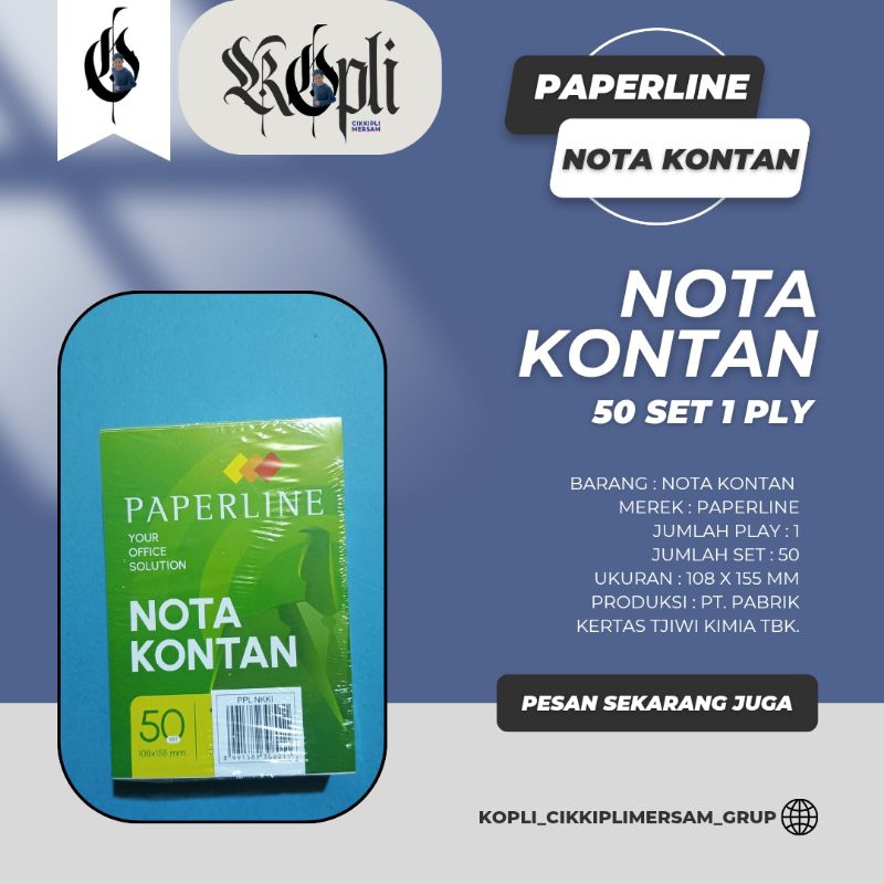 

Nota kontan 1 ply 50 set (108 x 155 mm) || PAPERLINE