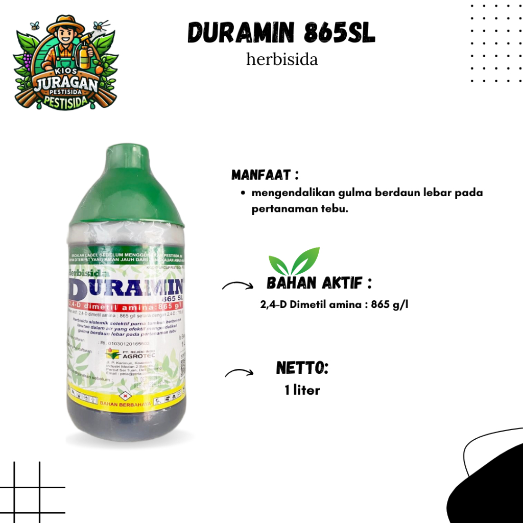 DURAMIN 865SL 1LITER HERBISIDA SISTEMIK SELEKTIF