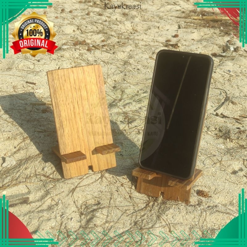 Stand Holder Hp Handphone Kayu Di Meja