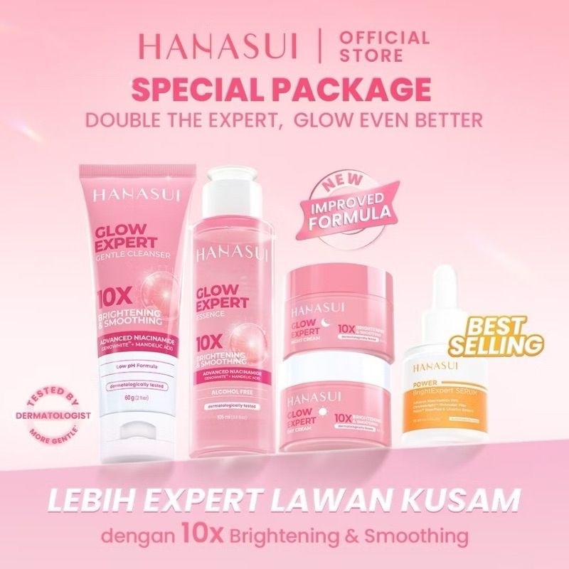 NEW PACKAGING- HANASUI SKINCARE FLAWLESS GLOW UP (PAKET) + SERUM / ECERAN