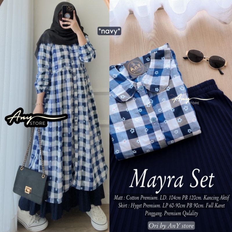 mayra setelan tunik dan rok by A.N.Y long tunic jumbo ld 120 CM rok panjang plisket long tunik flora