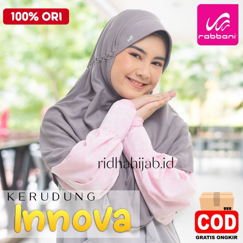 Rabbani Original Innova - Kerudung Sekolah Serut Samping Putih Coklat Hitam Size S M L XL