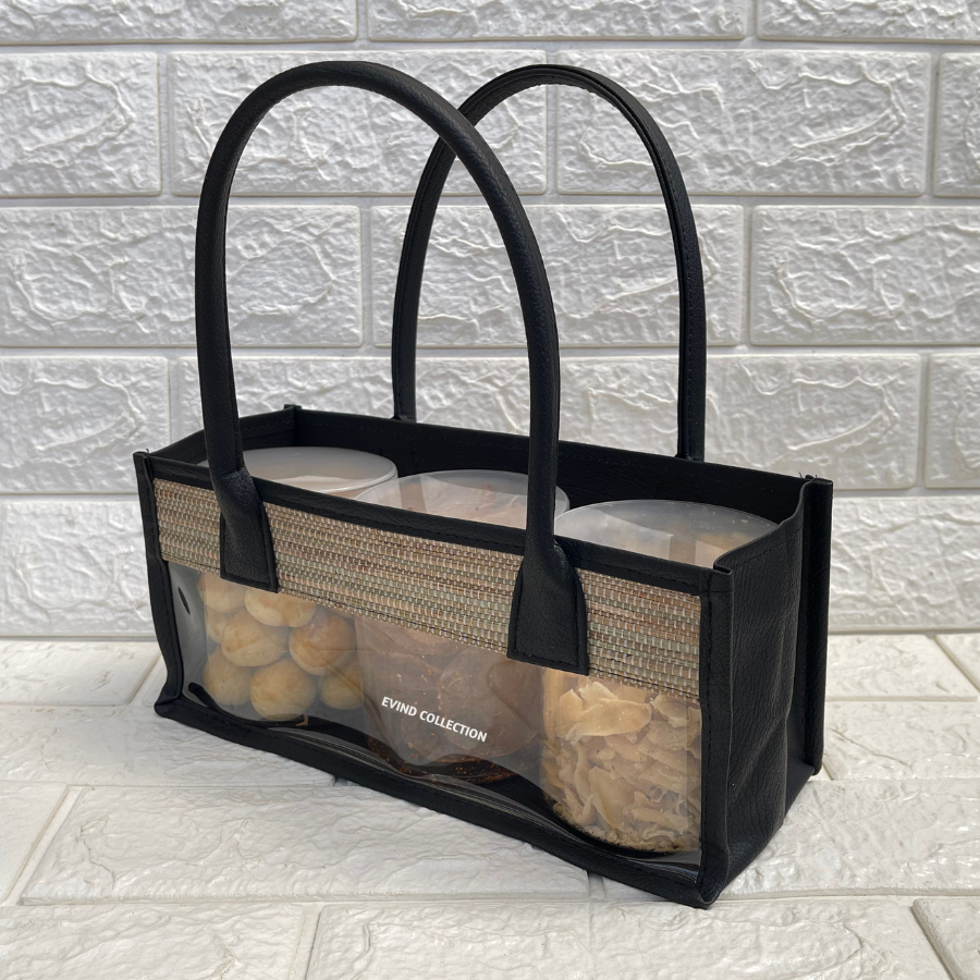 

Tas Parcel Mika Mendong (Hitam) Ukuran 3 Toples Siinder Tas Mika Hampers