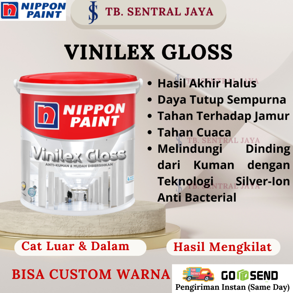 Nippon Vinilex Gloss 2,5L/Cat Tembok Nippon Paint Vinilex Gloss/Cat Interior Exterior