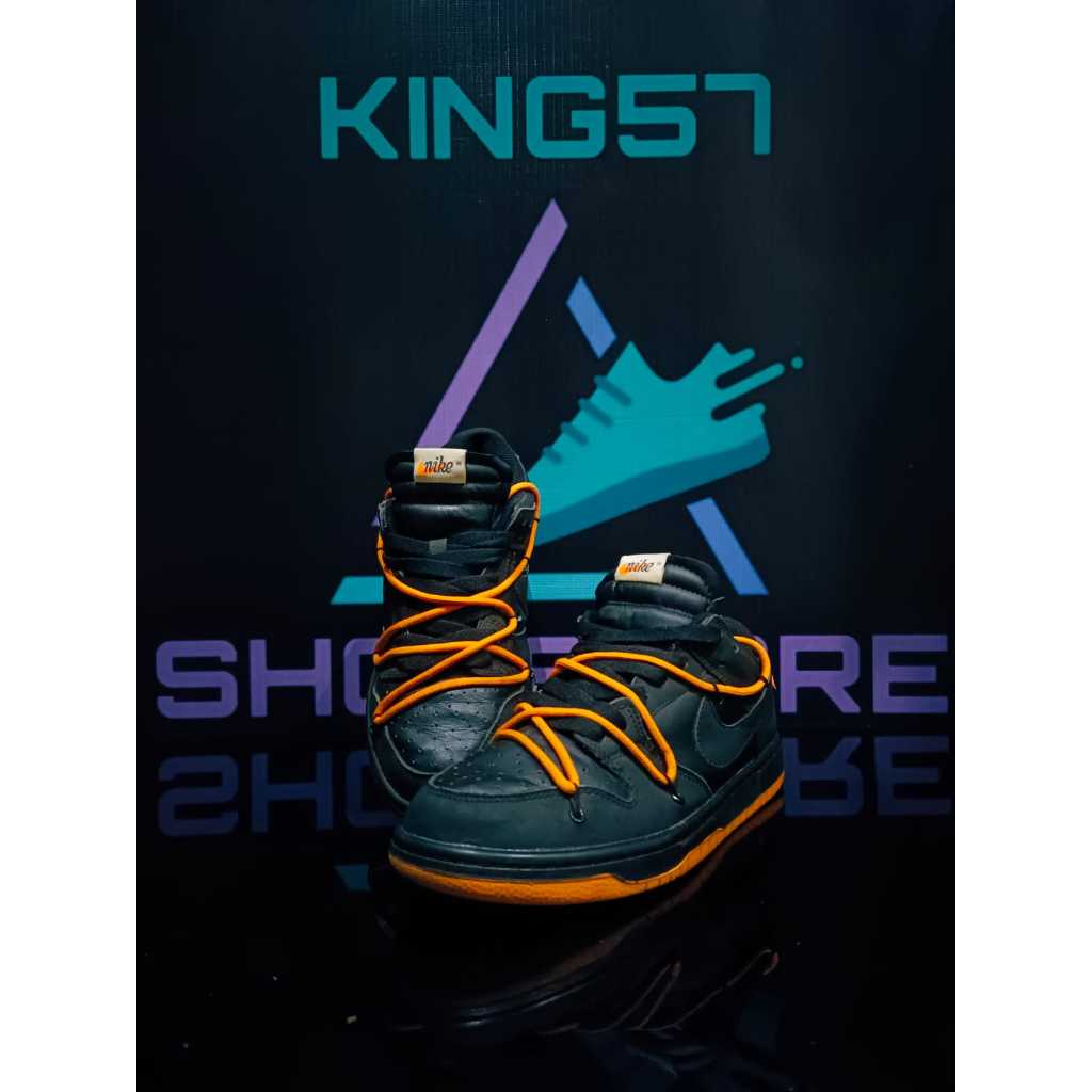 Sepatu SB Dunk Low Black Orange x Off White size 40.5