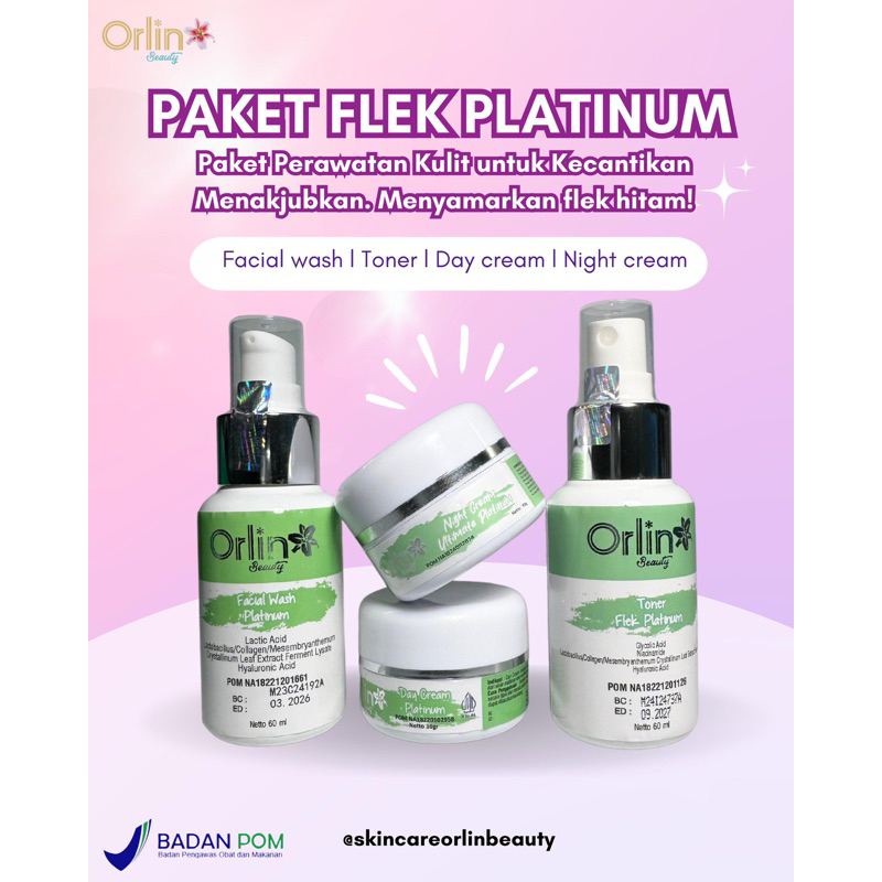 Paket Skincare Flek Orlin Beauty – Hilangkan Flek Hitam, Bekas Jerawat & Cerahkan Wajah | Aman BPOM