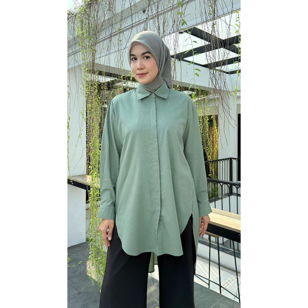TUNIK RAYON LINEN / BAJU WANITA MUSLIM / WARNA FASHION / GROSIR TANAH ABANG