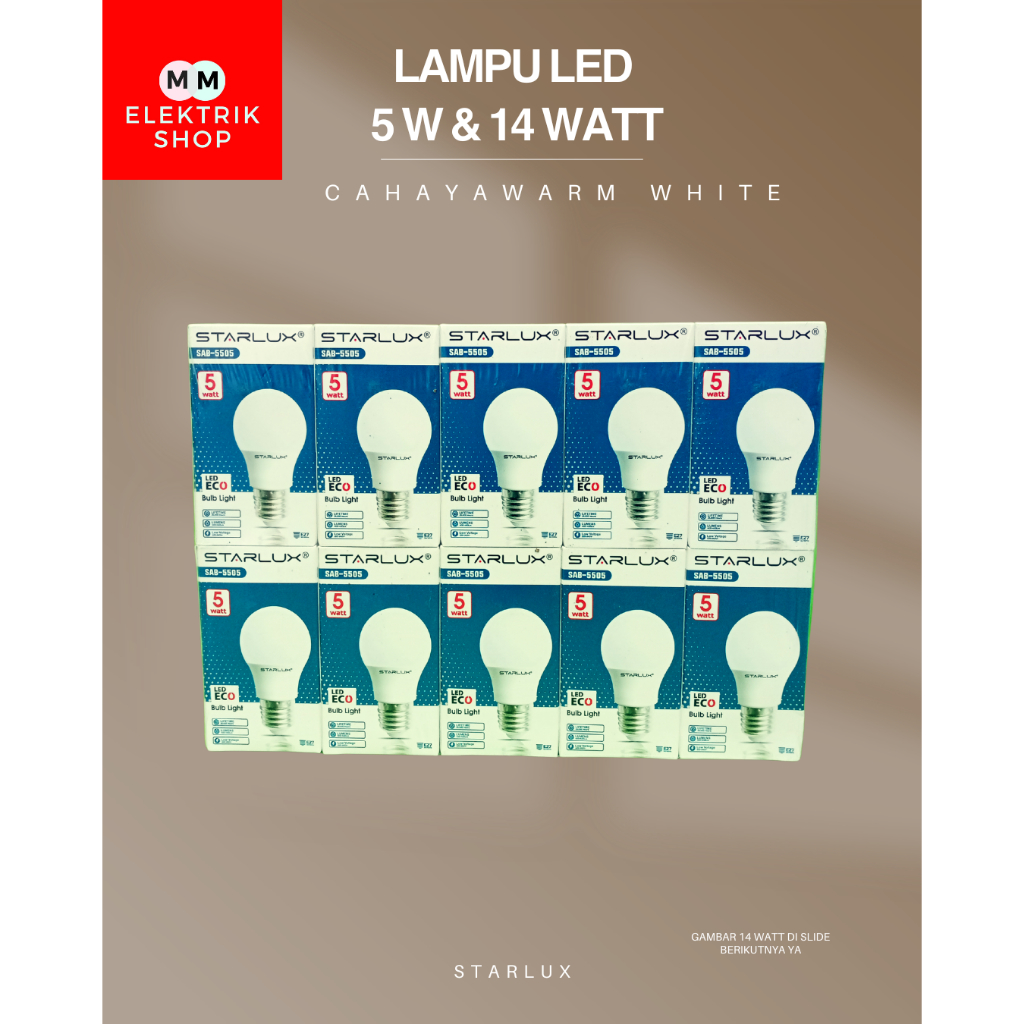 Lampu Led Eco 5 Watt 14 Watt Cahaya Warm White  STARLUX