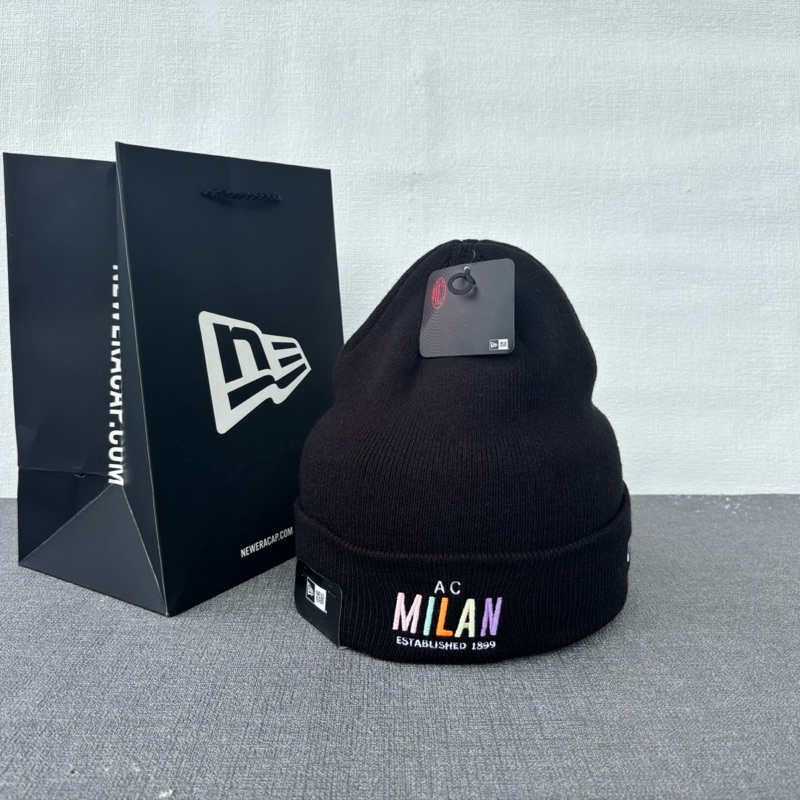 Topi BEANIE Hat NEW ERA  WORDMARK CUFF KNIT AC MILAN Original Resmi 60431601