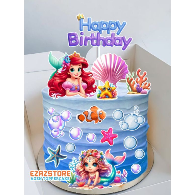 Topper Mermaid, Topper cake, Hiasan kue ulang tahun topper karakter Mermaid