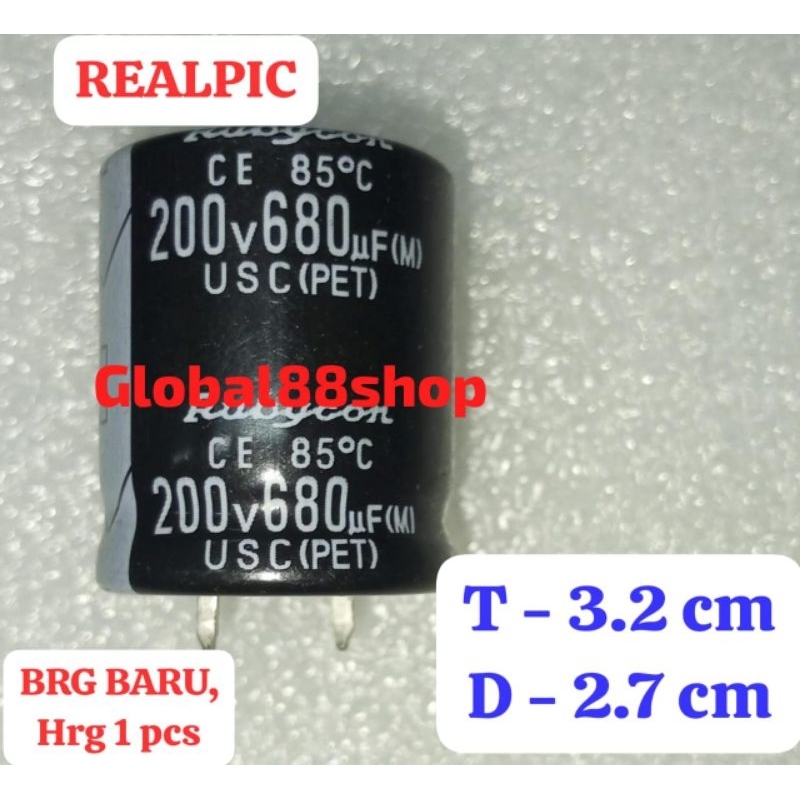 ELCO 680uf200V RUBYCON ORI 680 200 KAPASITOR 680/200v 680uf 200v 680mk ELKO ECO CAPASITOR PSU POWER 