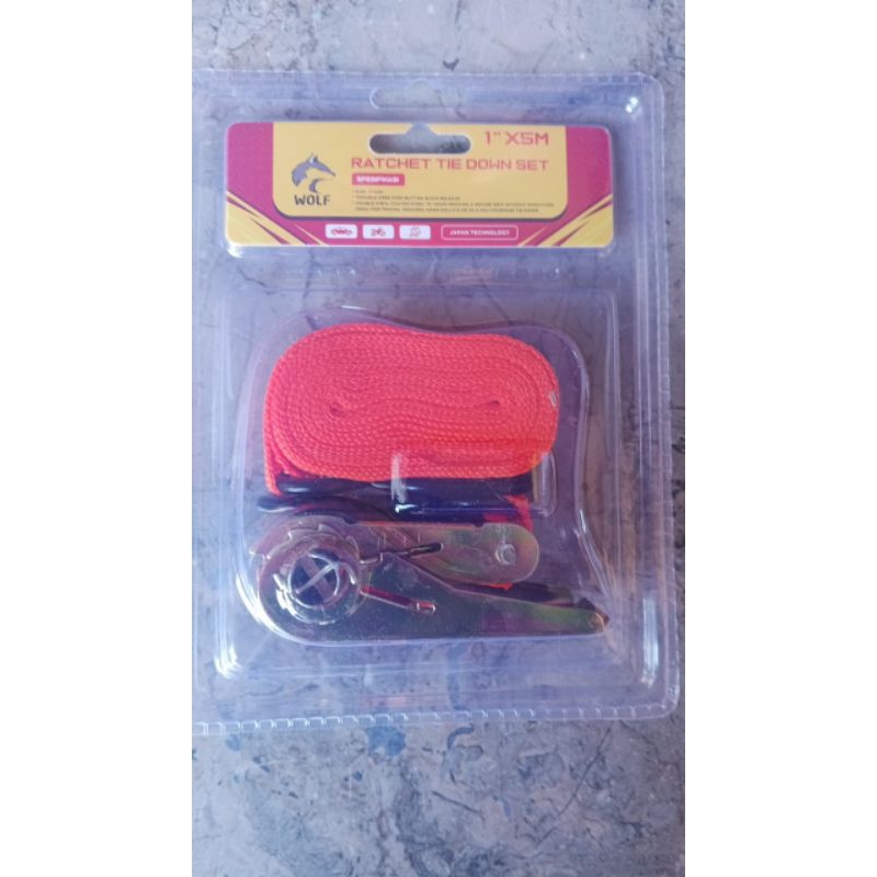 Wolf Tali krek bagasi , Tali pengikat barang, Tali krek 1 inch x 5 meter