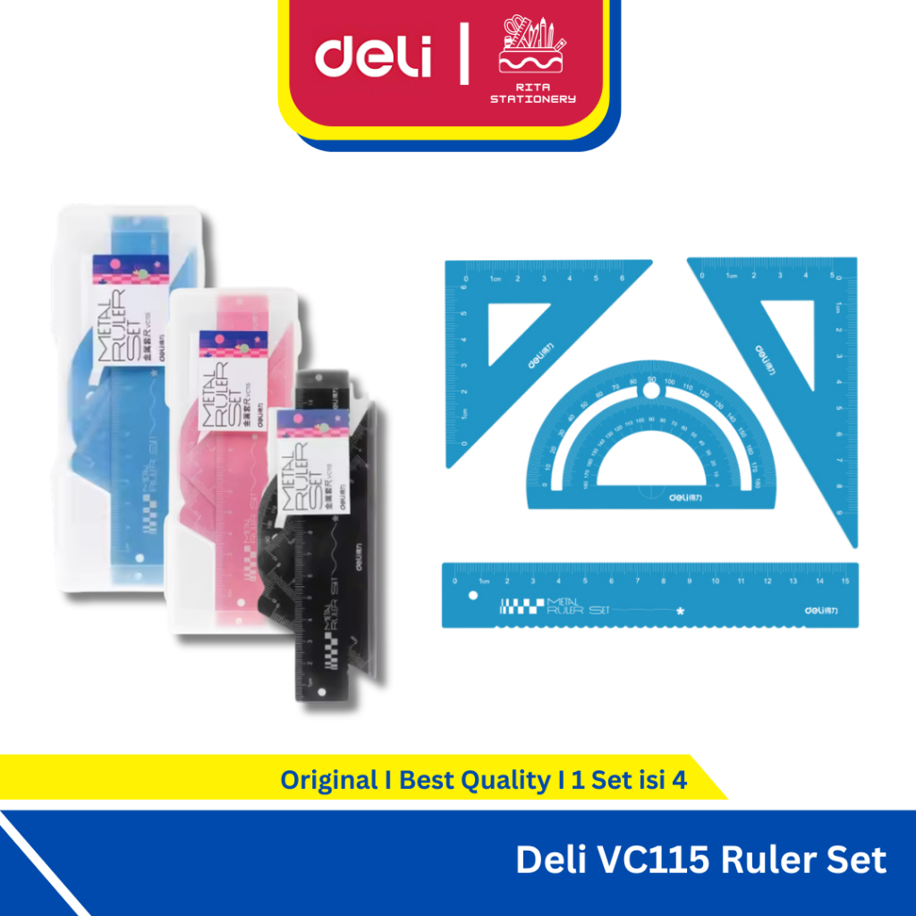 

Deli Set Penggaris / Ruler Set 4 PCS VC115 Anak Sekolah Murah