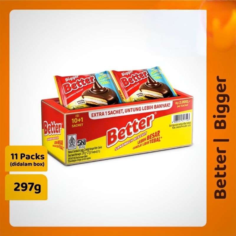 

Roma Biskuit Better Bigger 10 Pcs + 1 PROMO Vanila Cokelat