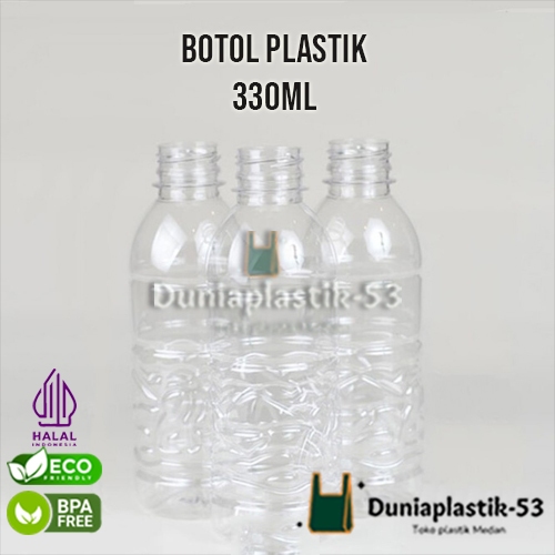 Botol Plastik Aqua Putih motif Ao / Botol Vit jus minuman / Botol Plastik Transparan - Per Bal 330ml