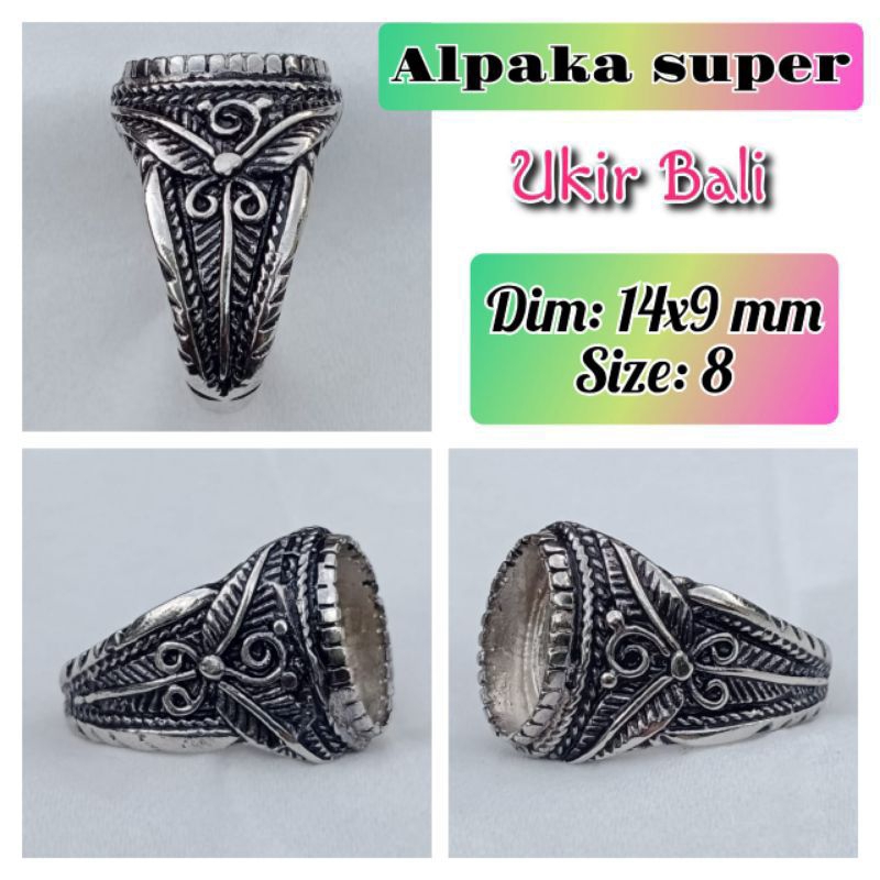 cincin emban batu akik batu permata alpaka super ukir mahkota.62