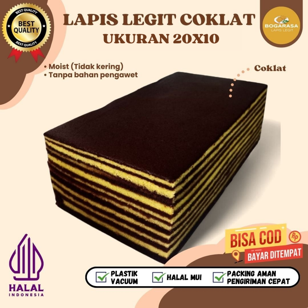 

Lapis Legit Original Lapis Legit Wisman Premium Bolu Legit Pilihan Varian Rasa Coklat ukuran 20x10