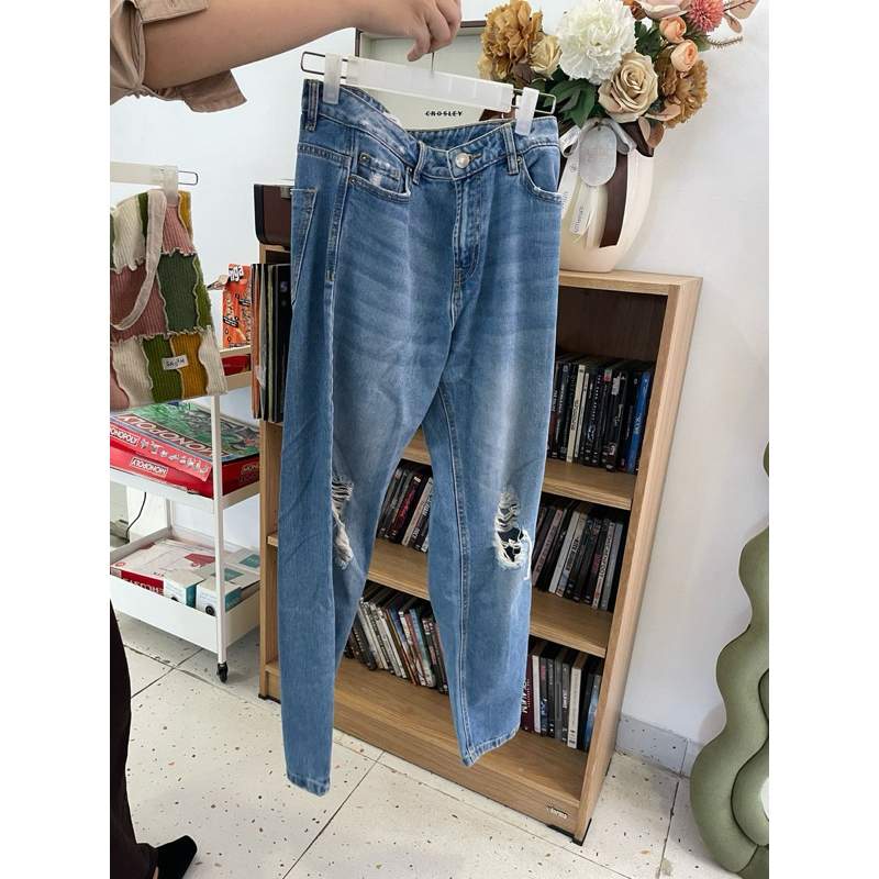 Stradivarius Mom Jeans Biru