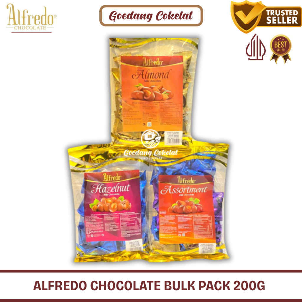 

Alfredo Bulk Pack Milk Chocolate Hazelnut Almond Assortment Coklat Susu Kemasan 200 gram 200g