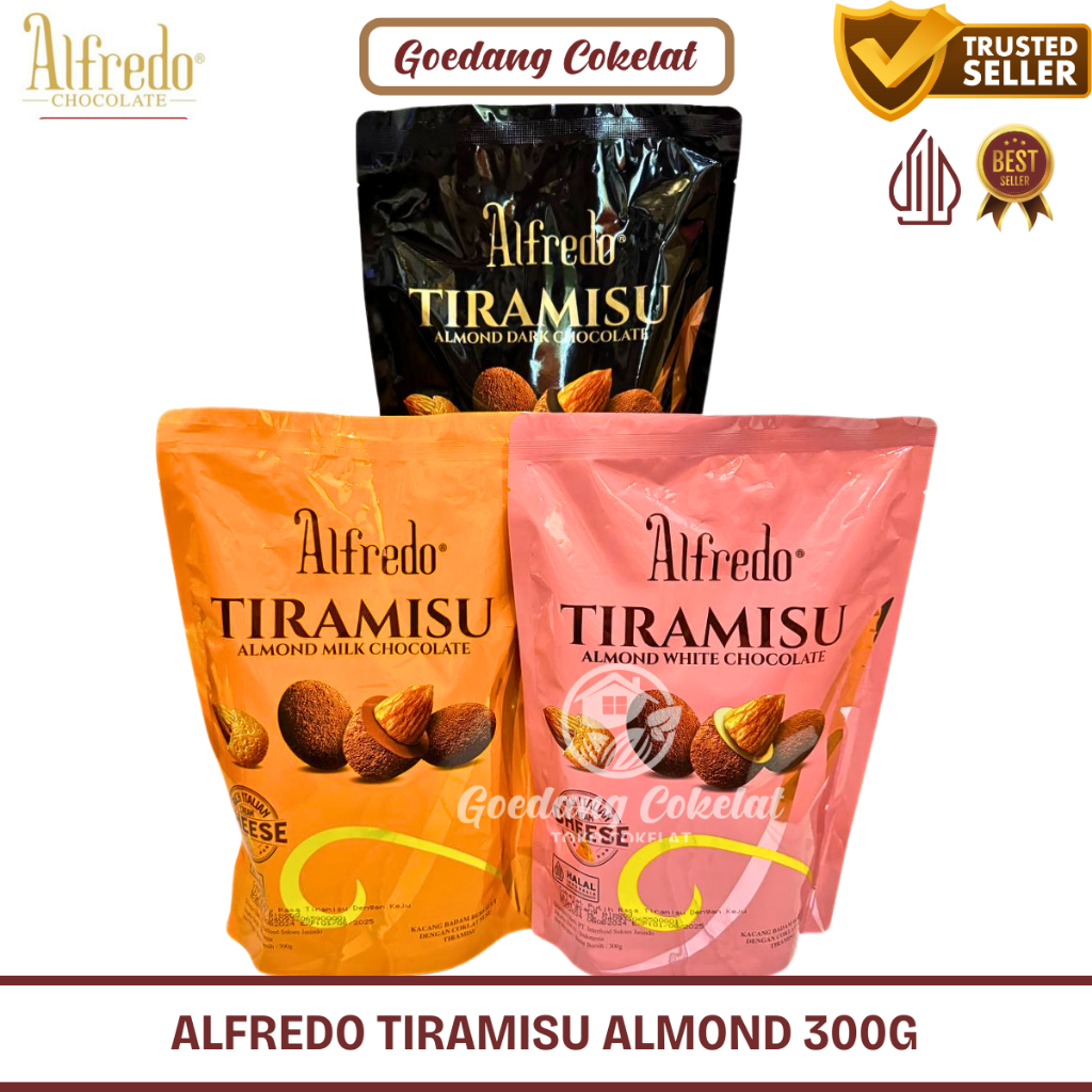 

ALFREDO Tiramisu Coklat Almond Dark White Milk Chocolate Rich Italian Cream Cheese Kemasan 300g