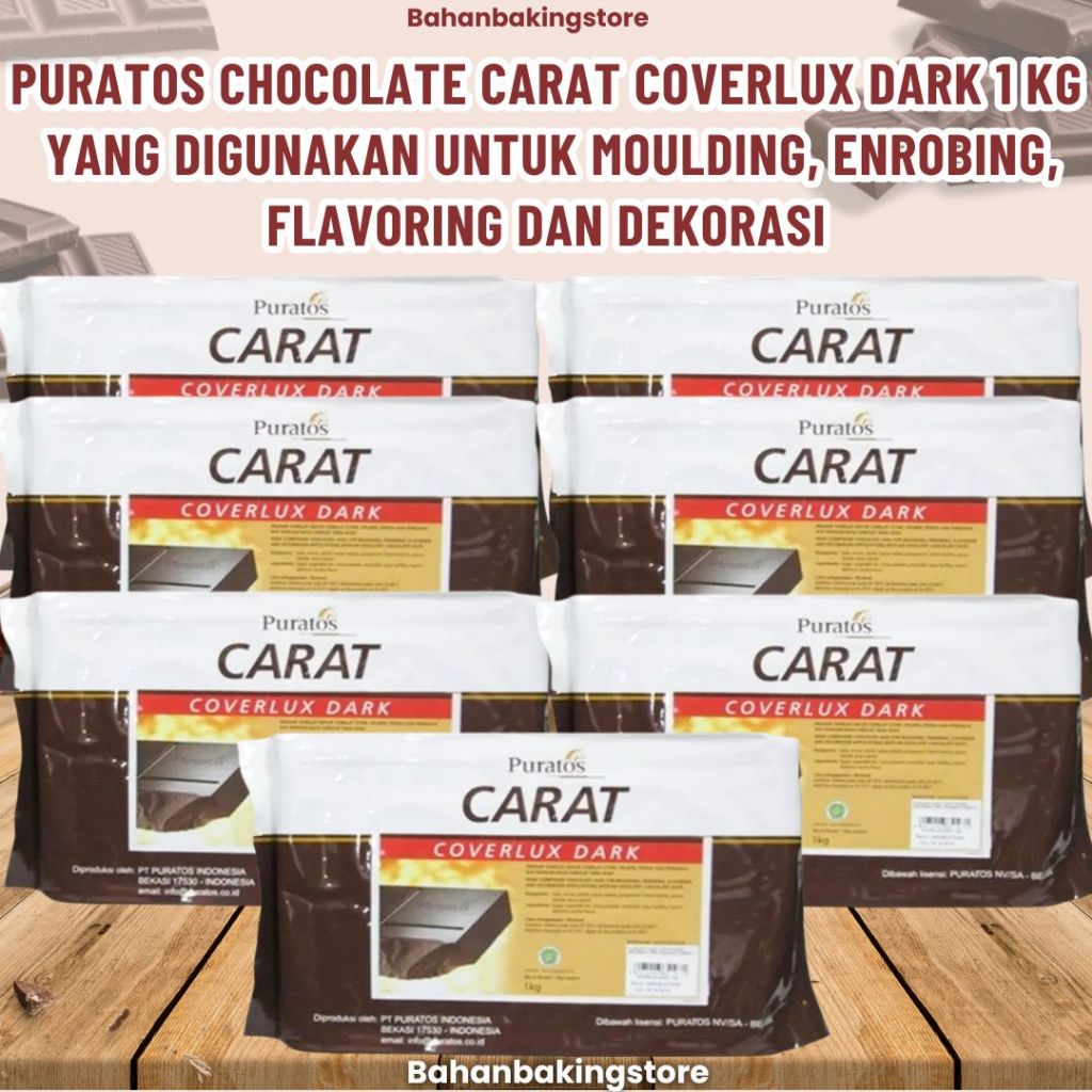 

PURATOS CHOCOLATE CARAT COVERLUX DARK 1 KG YANG DIGUNAKAN UNTUK MOULDING, ENROBING, FLAVORING DAN DEKORASI | Cokelat Compound Hitam Multifungsi 1Kg | Coklat Untuk Bakery Dan Kue