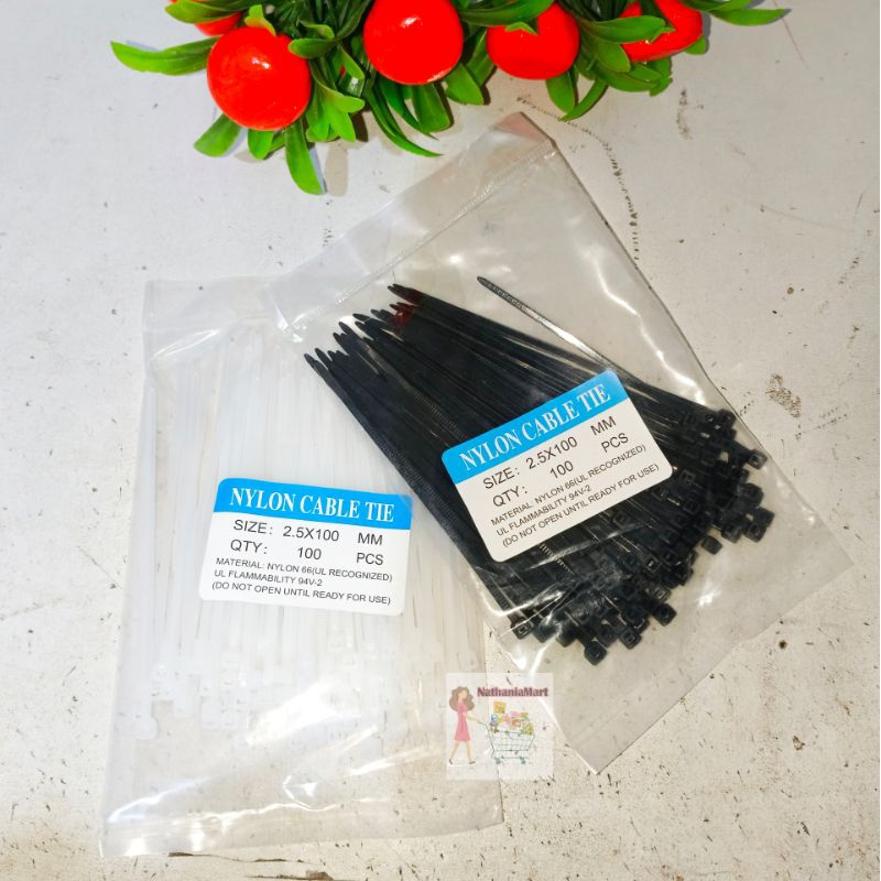 

Kabel Ties 2.5x100mm isi 100pcs Nylon Cable Tie 10cm Insulock Tis 10 cm 2.5 x 100 mm