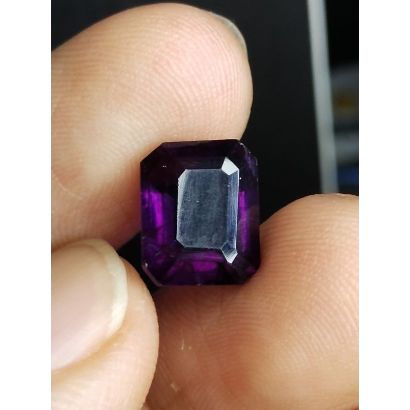 Natural Fluorite Memo 10 x 8 x 6 mm 4.65 Ct Violetish Purple Ungu Octagon Cutting YGL 1043