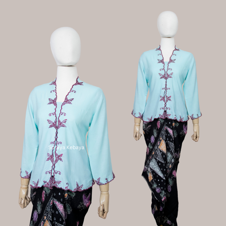 XL KEBAYA KATUN BUNGA TEPI TOSKA