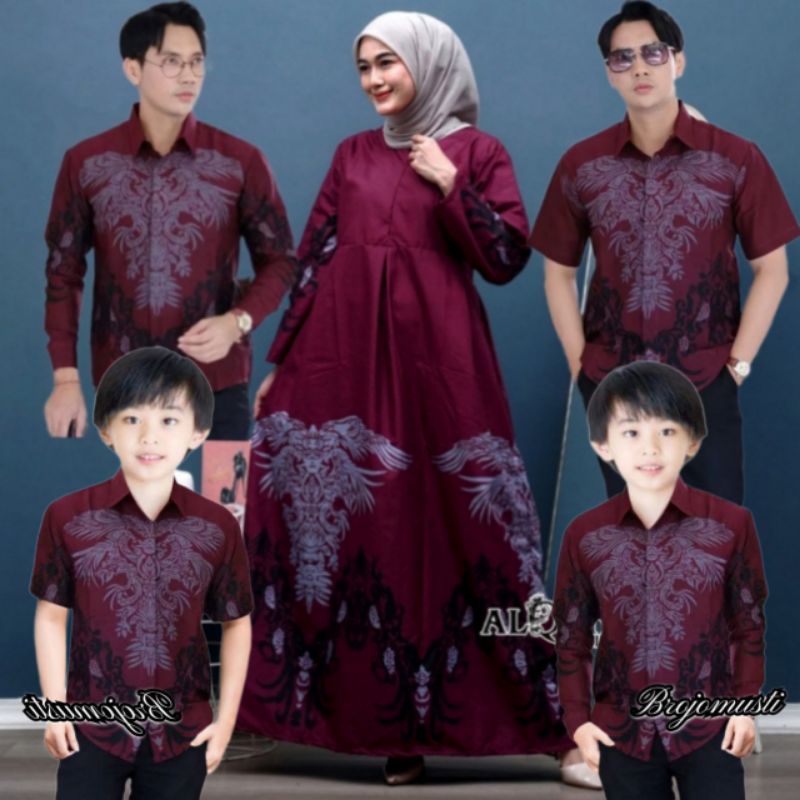 Seragam Baju Batik Couple Sogan Sarimbit Keluarga Ayah Ibu Anak Cowok Cewek Jumbo Family Premium