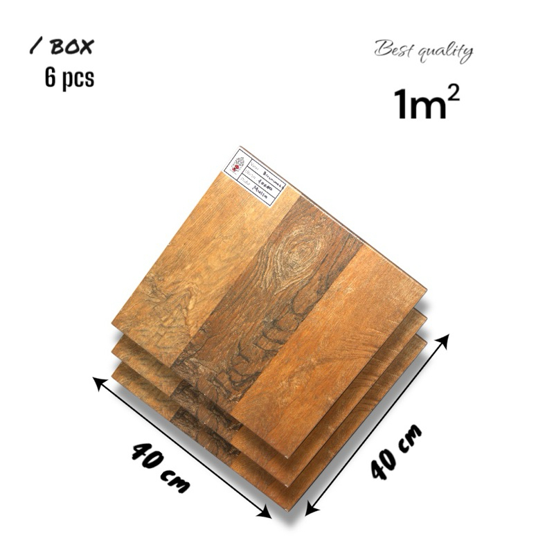 Keramik Kayu Lantai 40x40 Dreamwood & Hollywood Brown Keramik Mulia Ceramic Kasar Grade A Isi 6pcs