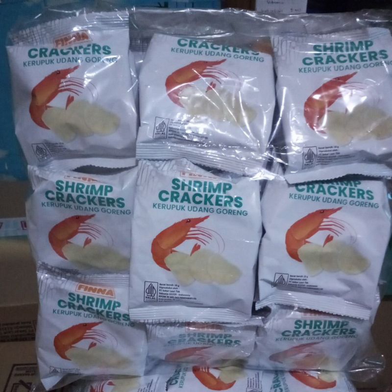

kerupuk udang fina siap saji 1pak isi 20bks 1bks 10g
