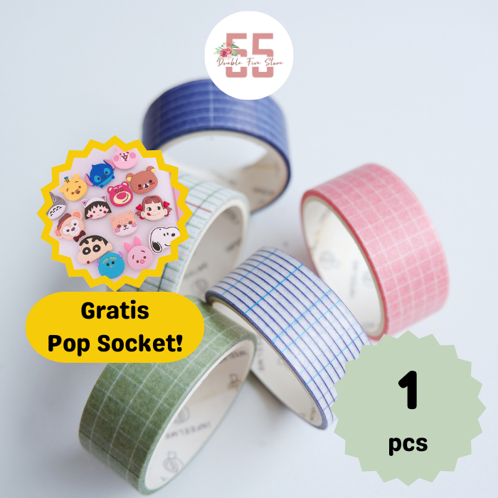 

Washi Tape Aesthetic Dekorasi Jurnal Scrapbook Selotip Motif Grid Kotak - 038