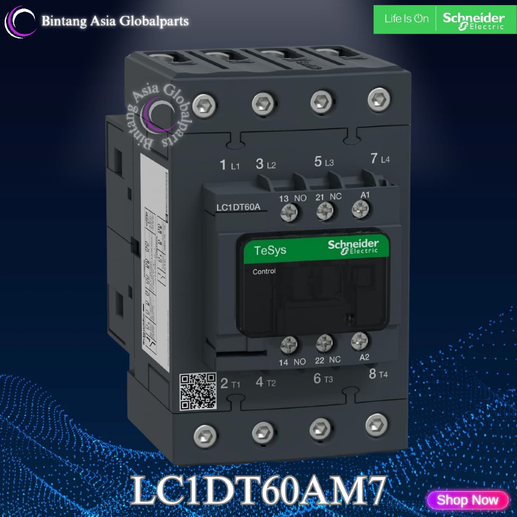 Kontaktor 4p 60a Schneider LC1DT60AM7 220v Original / Kontaktor 4 Phase 60 Ampere LC1DT60A Ori / Con
