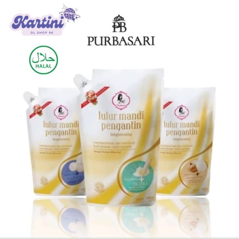 Purbasari Lulur Mandi Pengantin 500g, Sabun Lulur Mandi Whitening, Brightening