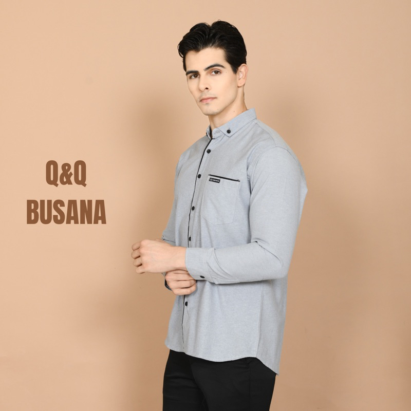 kemeja pria lengan panjang motif keren casual motif garis list simple atasan baju terbaru cowok