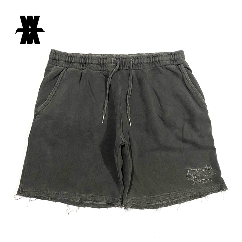 Prenda Kr Overwashed Terry Shorts Grey Overwashed Size M W42-44 L45 Lingkar Pinggang 84-88 cm Panjan