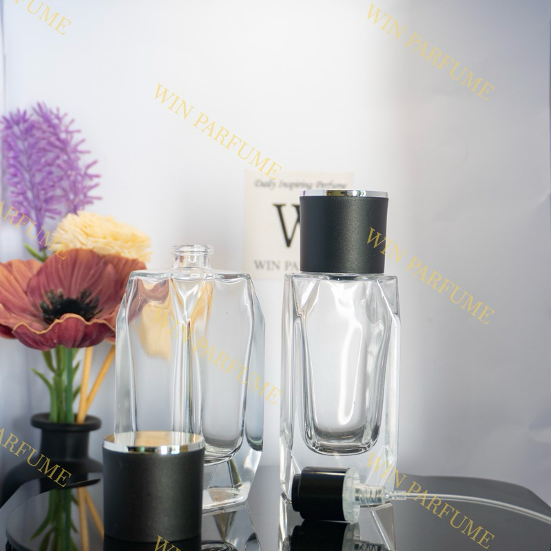 Botol Parfume Mewah 50ml Crystal Diamond Semi Press Tutup Cloe Hitam Ring Spray Hitam