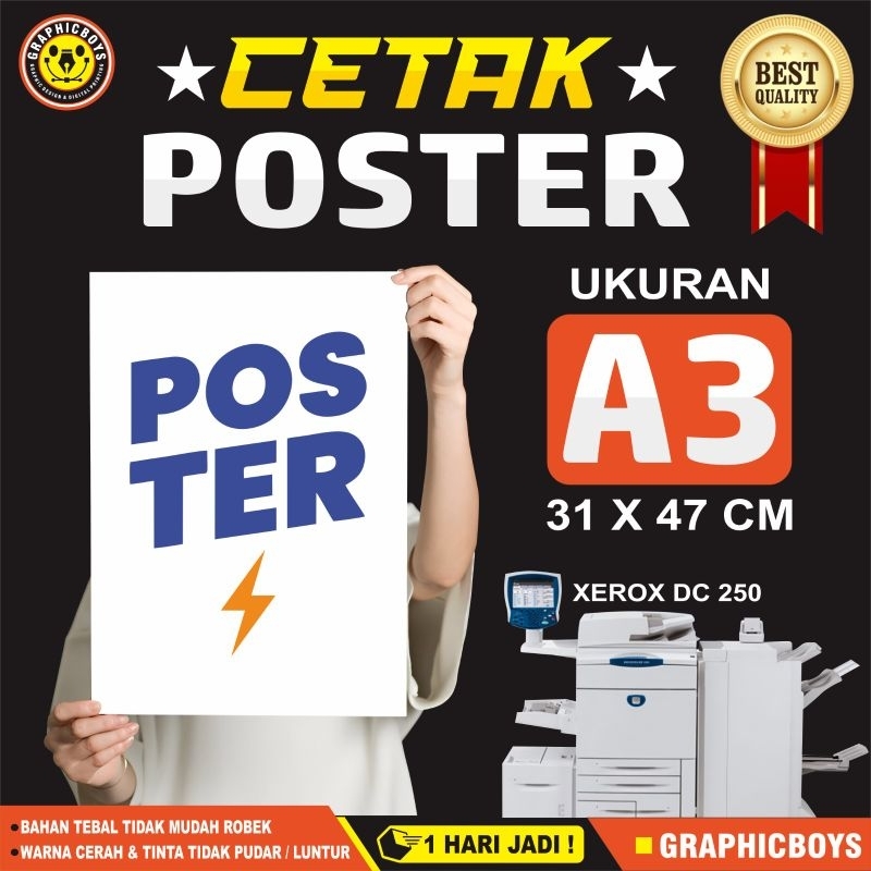 Cetak Poster Ukuran A3 Sehari Jadi/ Cetak Poster Ukuran A4 Sehari Jadi / Cetak Poster Ukuran A5 Seha