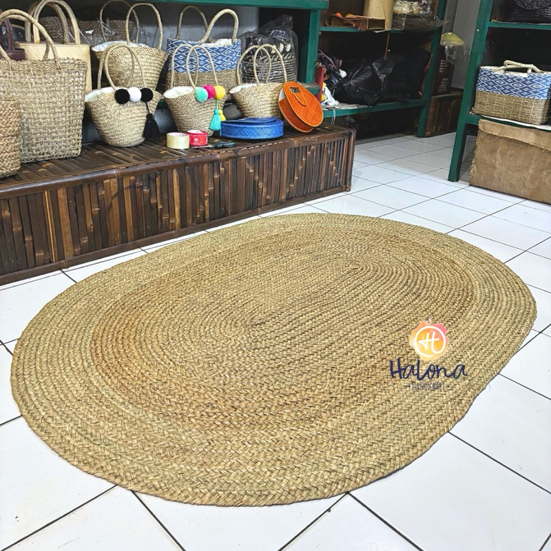 Rug Seagrass/Tikar/Karpet/Matras/Alas Kerajinan Anyaman Mendong Oval Natural