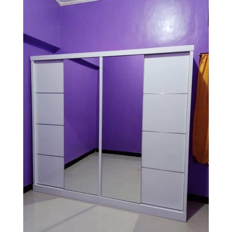 lemari pakaian sliding | lemari pintu sliding | lemari pakaian pintu 4 sliding cermin | lemari baju