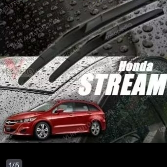 Paket Wiper Depan Belakang Honda Stream Karet kaca Silicon Hybrid