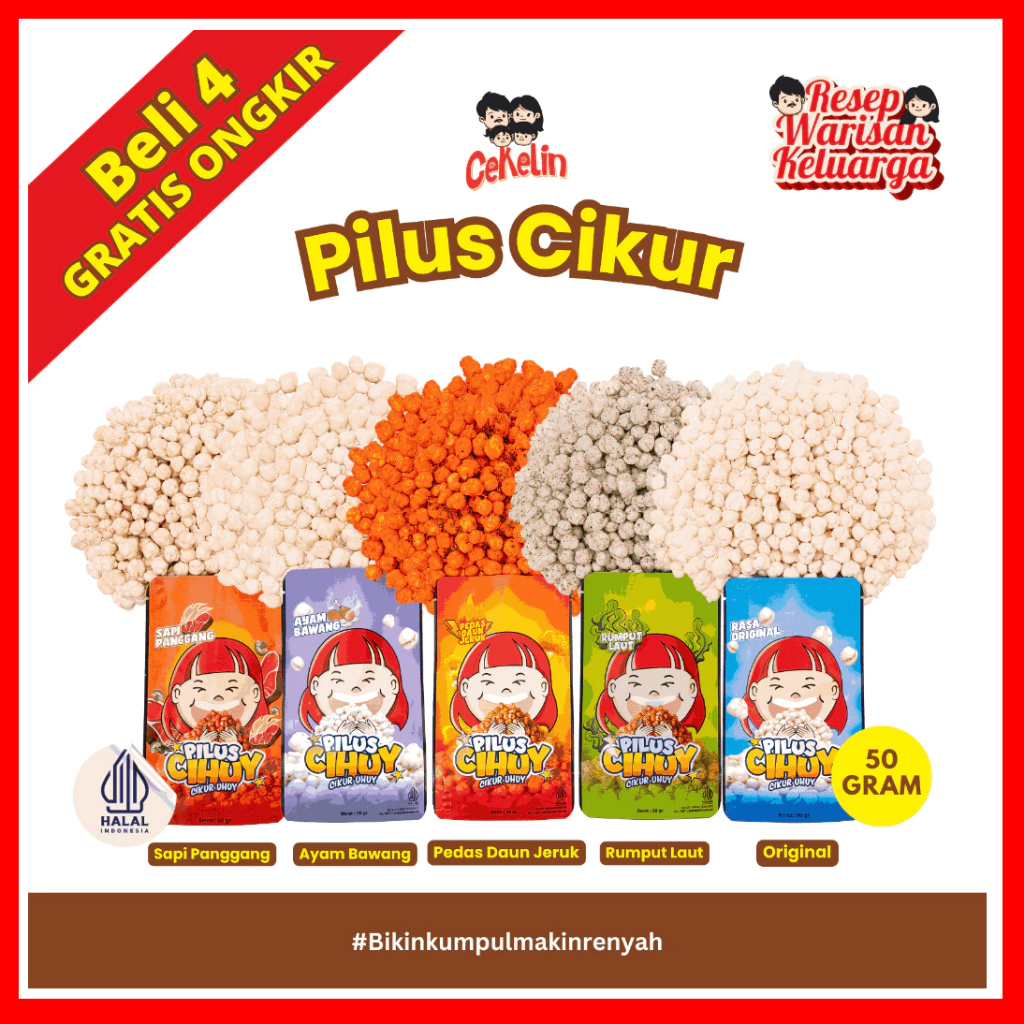 

CEKELIN Cemilan Pilus - Isi 50gr Beli 4 Hemat Banyak / Cekelin Snack