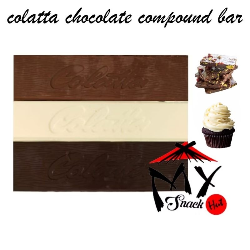 

COLATTA BATANG COKLAT COKELAT BLOK KOLATA COMPOUND KOMPON MASAK DCC WCC HITAM DARK WHITE MILK HALAL