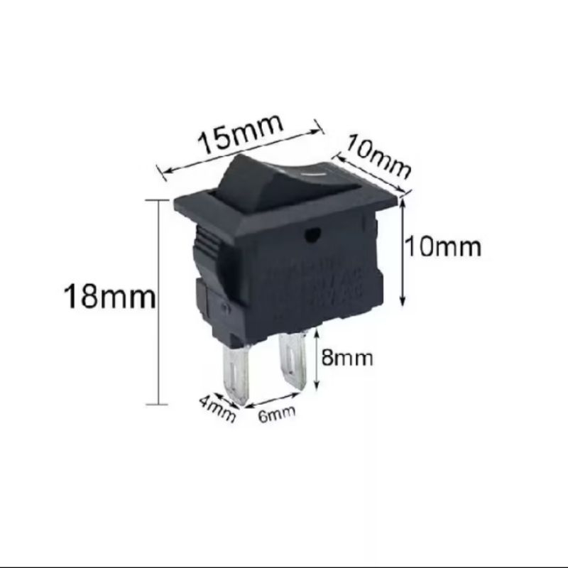 SAKLAR ON OFF TOMBOL TEKAN 2PIN 3A 250V KCD-11 ON OFF BOQT ROCKER SWITCH 10×15 MINI HITAM-MERAH