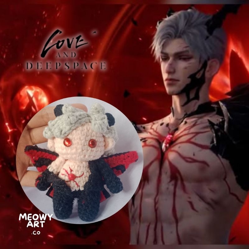 LOVE AND DEEPSPACE SYLUS DRAGON MYTH ACTION FIGURE KEYCHAIN CROCHET