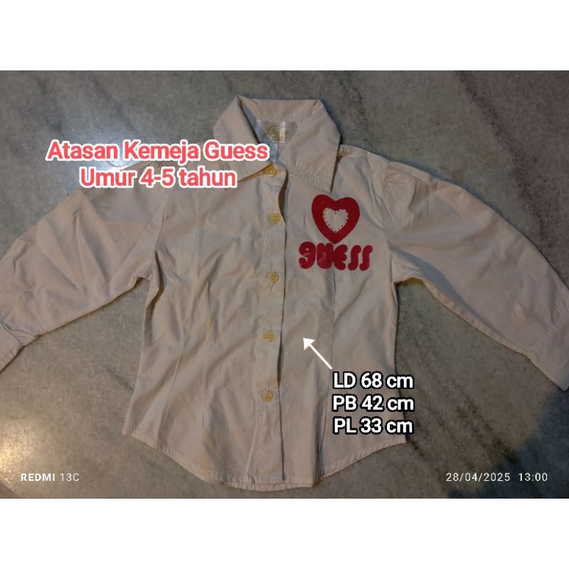 PRELOVE | Kemeja Guess Putih Second | Umur 4-5 Tahun ~ATSN14