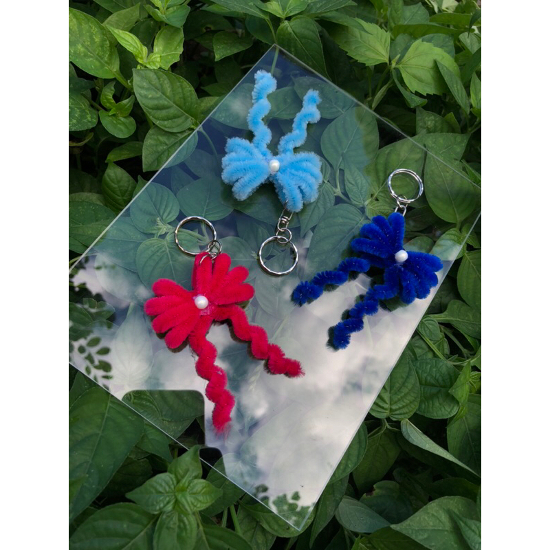 Keichan pita kriting / Gantungan kunci kawat bulu / ganci kawat bulu / gantungan kunci pita kawat bu